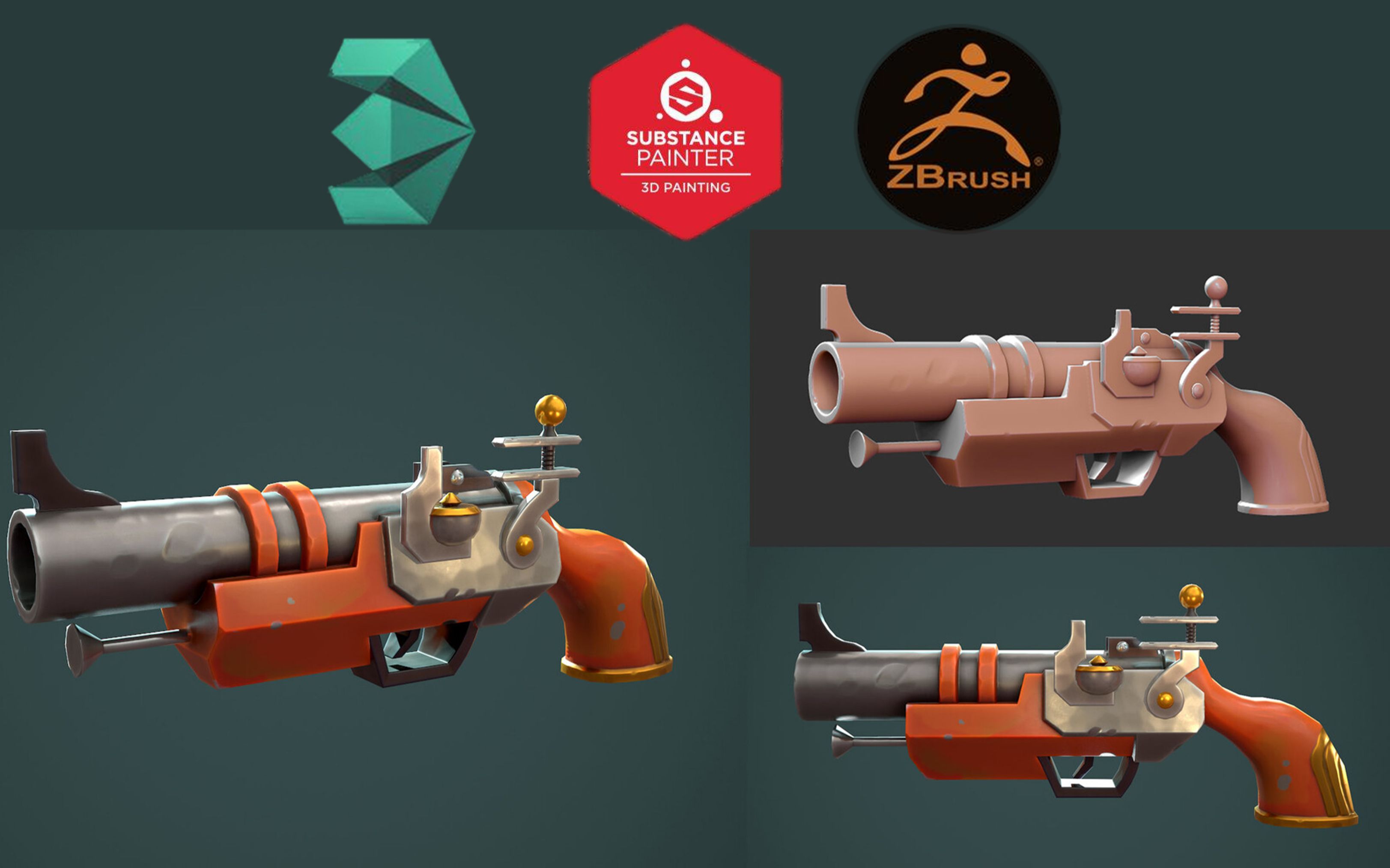 3d建模简单枪械模型制作,零基础布线教学全流程讲解