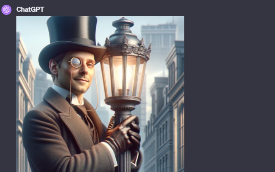 让gpt绘制拥抱路灯的资本家,路灯越来越大,资本家越来越多,结果.