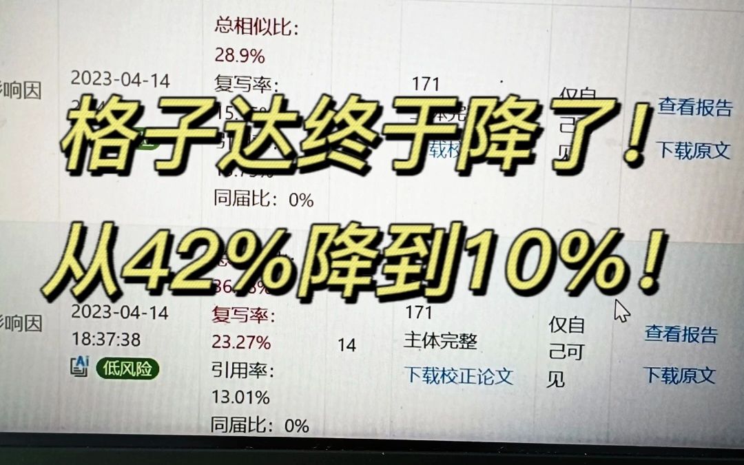 终于把格子达的查重率降下来了从42%降到10% 毕业论文哔哩哔哩bilibili