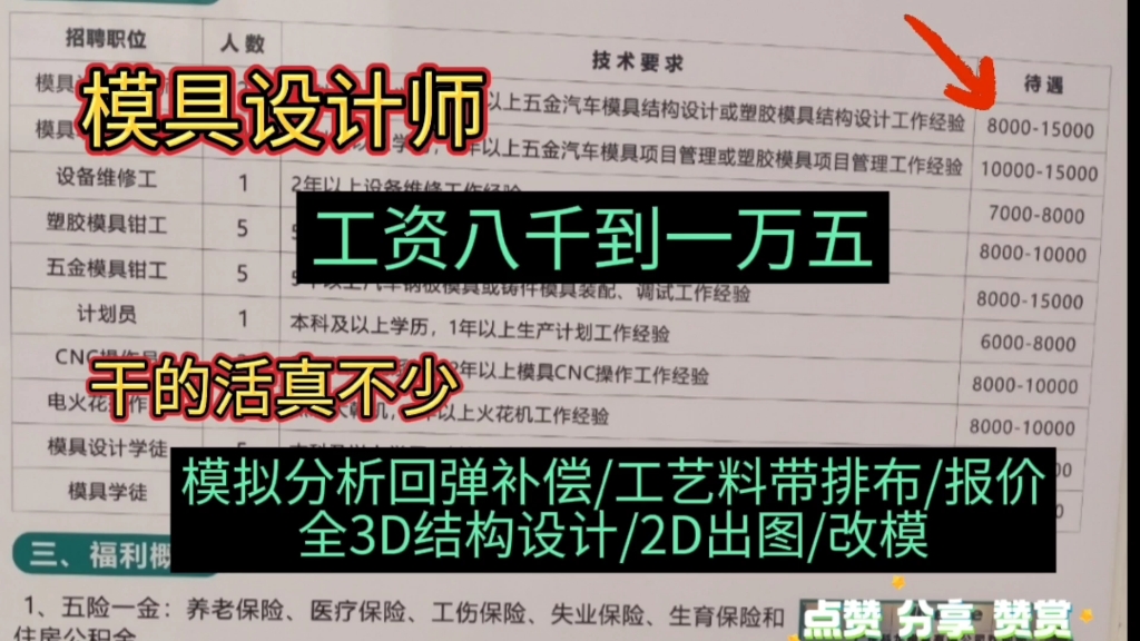 模具设计师工资八千到一万五.要会模拟分析工艺排布报价结构设计!哔哩哔哩bilibili