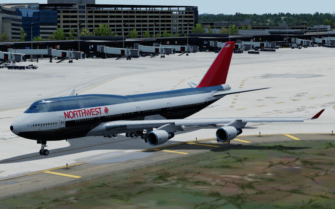 西北航空b747400稳健落地纽约肯尼迪国际机场