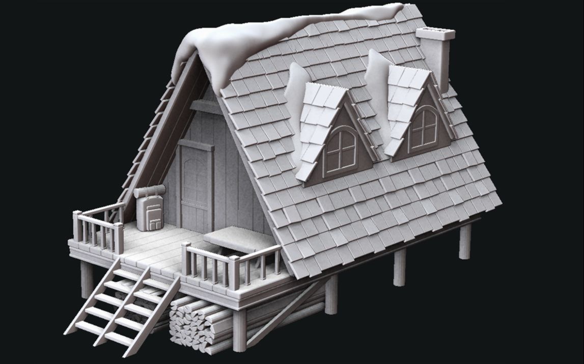 【3dmax场景建模】简单入门新手练习q版游戏场景房屋搭建教学