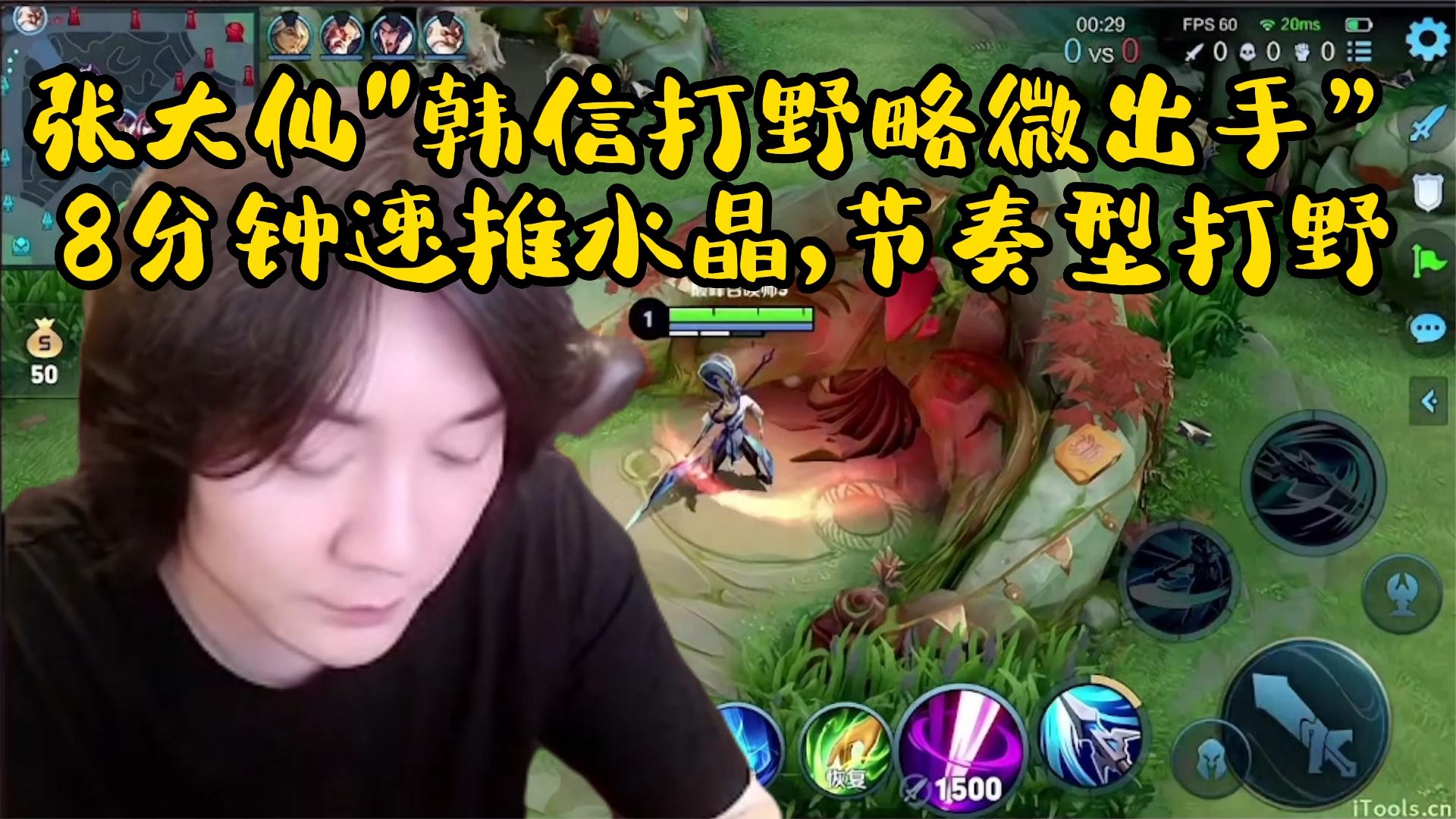 第90集_张大仙韩信打野略微出手,8分钟速推水晶"节奏型打