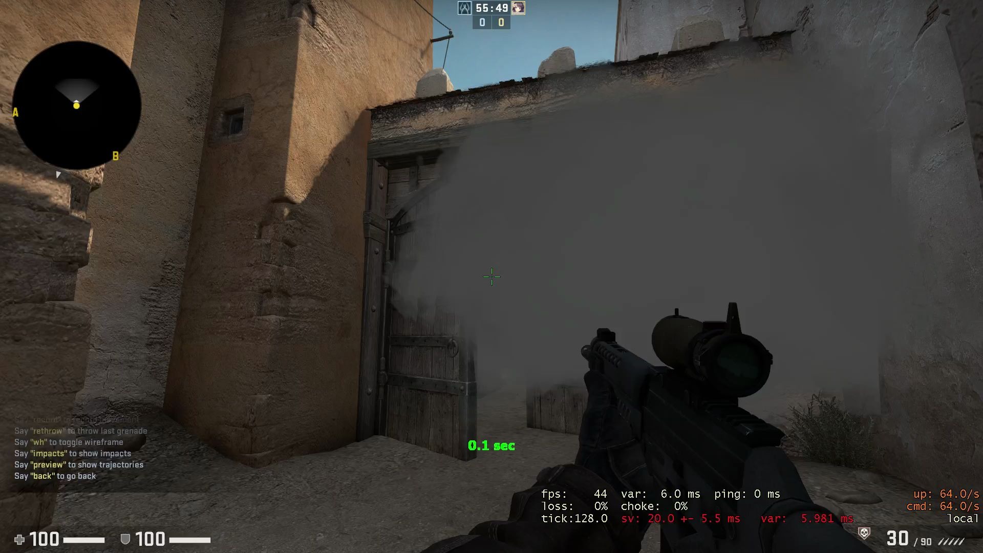 【csgo】怎么把烟雾弹挂在门上(dust2)