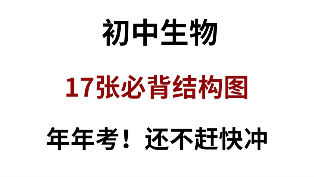 [图]初中生物17张年年考的结构图知识点！超全整理！建议收藏！