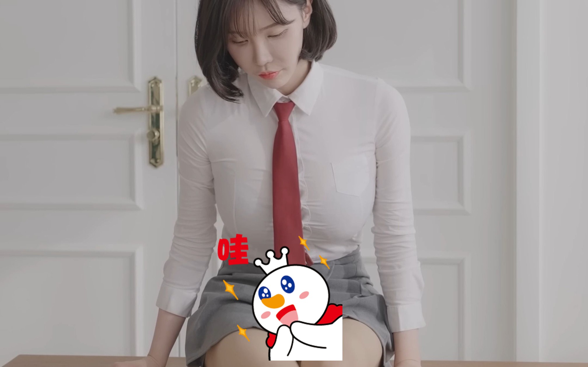 4k 竖屏韩国美女jk学院风穿搭 614