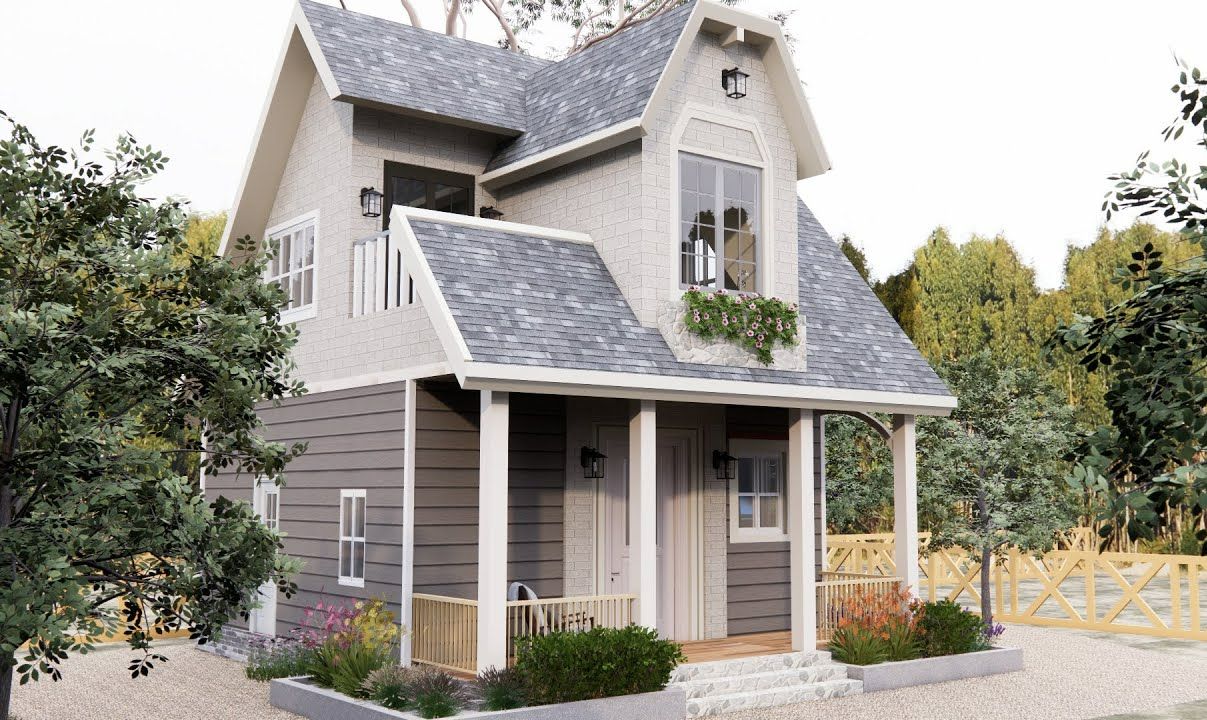 这个小房子绝对是小家庭的梦想二层田园风格别墅设计效果图【搬运】