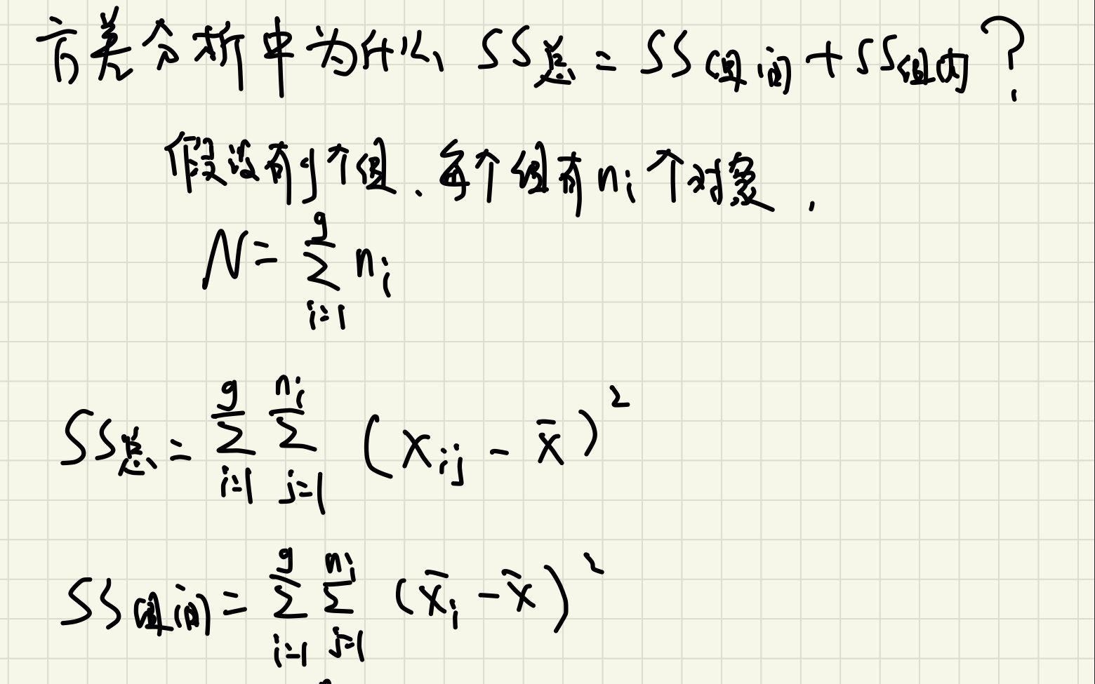 统计学方差分析中各个离均差平方和,如SS总,SS组间,SS组内,及随机区组设计资料中SS处理,SS区组,SS误差公式推导哔哩哔哩bilibili