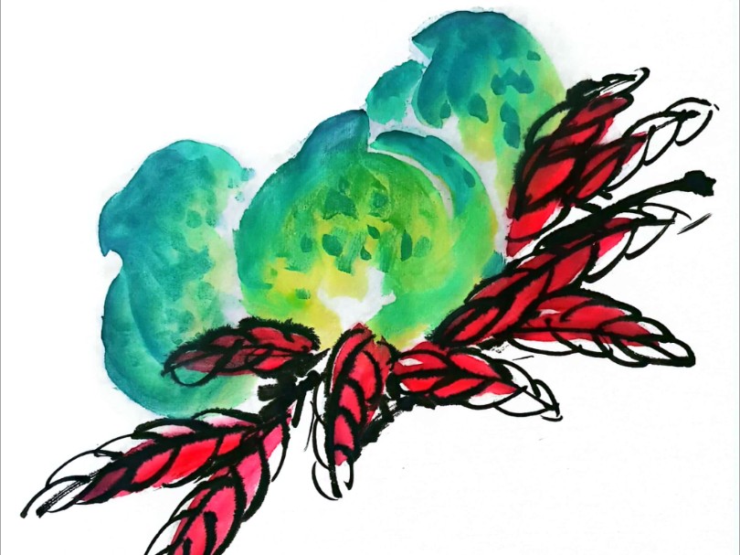 分享国画桃子画法