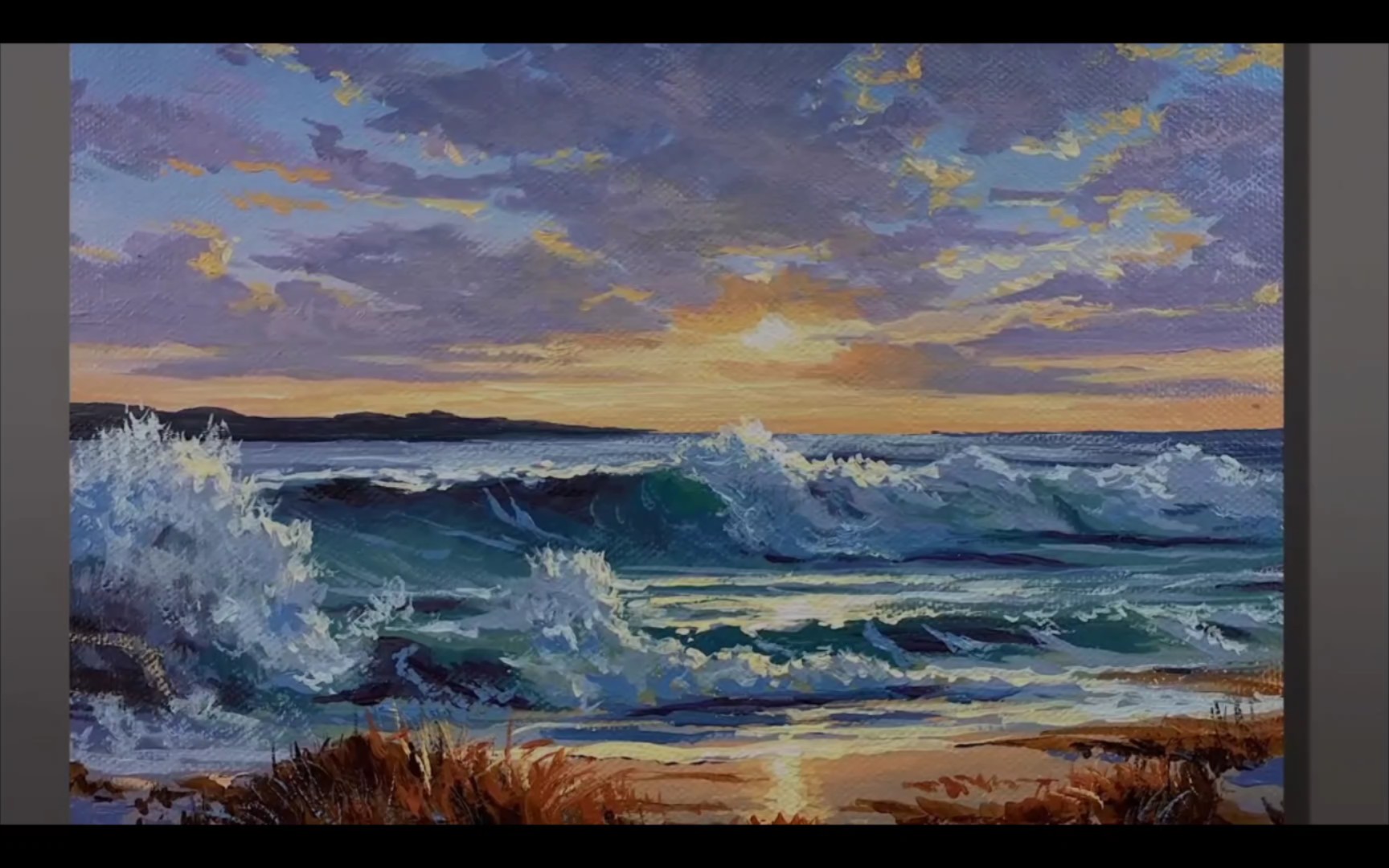 [图]【绘画教程】丙烯画海滨日落—Acrylic Painting seashore sunset