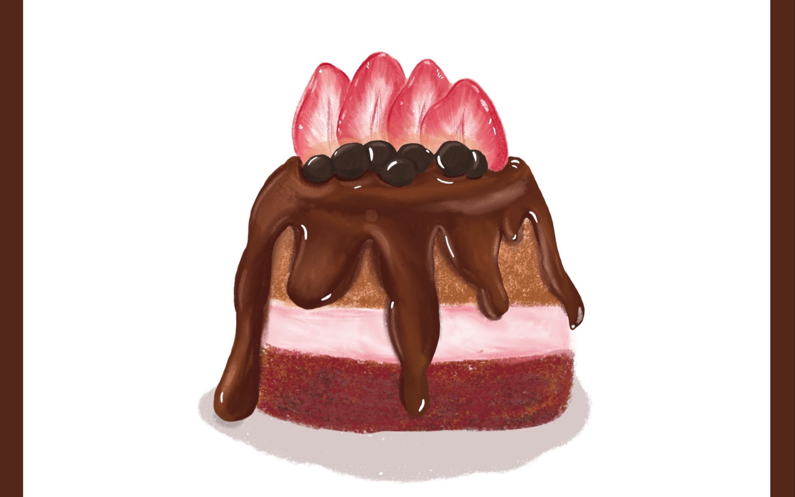 ipad插画巧克力草莓蛋糕 超级简单!