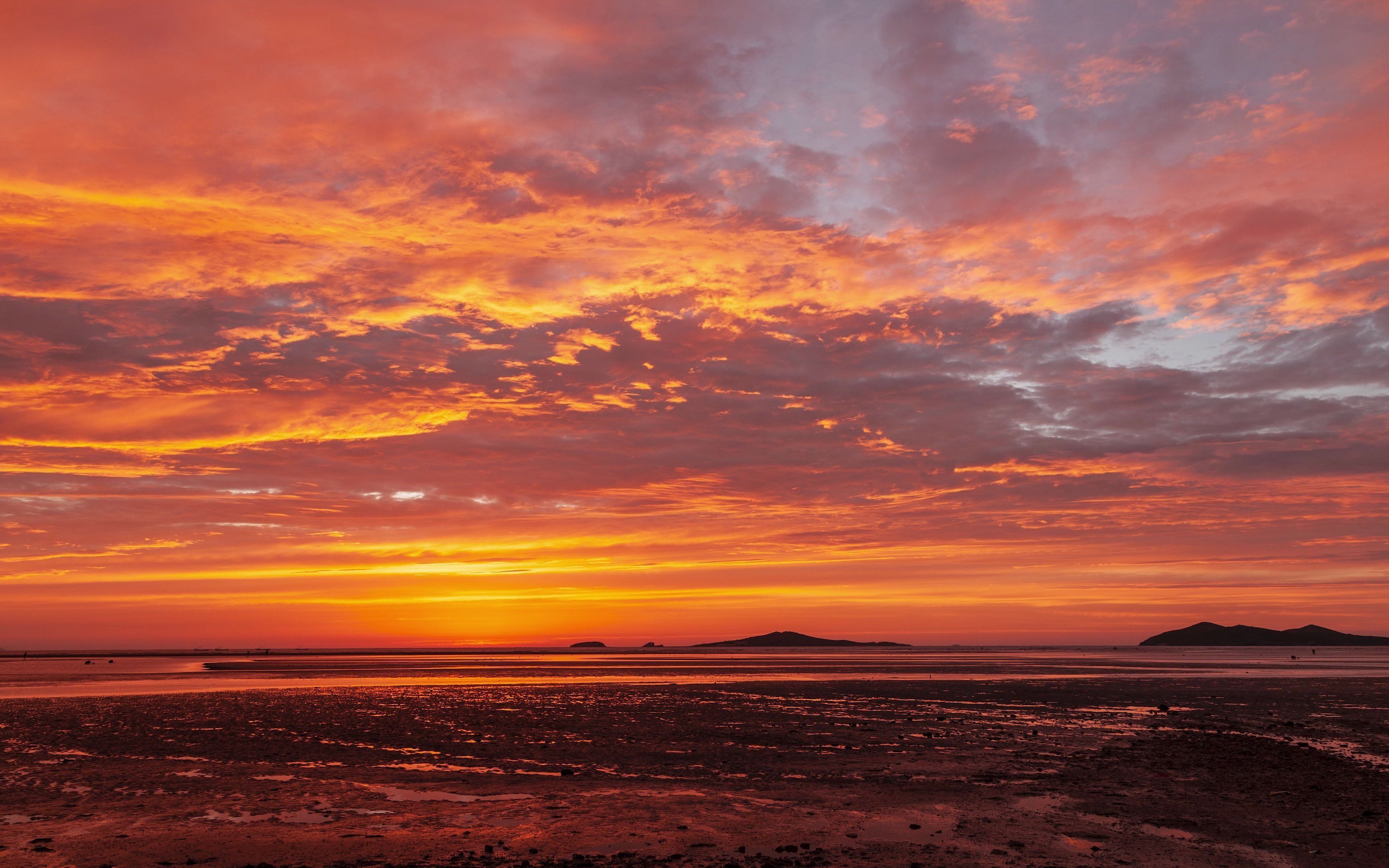 大连营城子湾晚霞4k,绝美火烧云,几年难遇一次