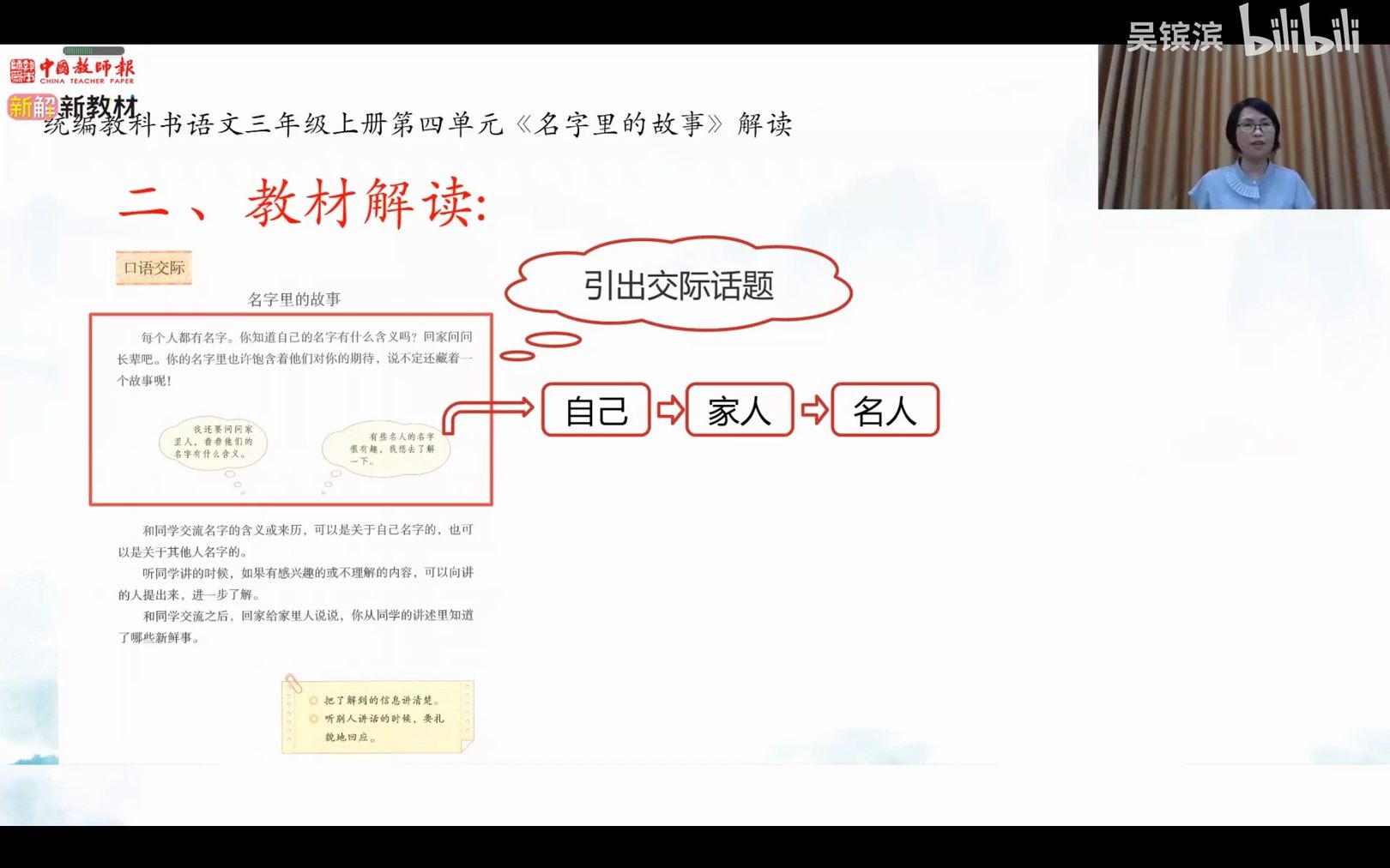 [图]【可提供完整视频】【小学语文】三上第四单元《口语交际：名字里的故事》教材解读与教学建议(000000-871859)