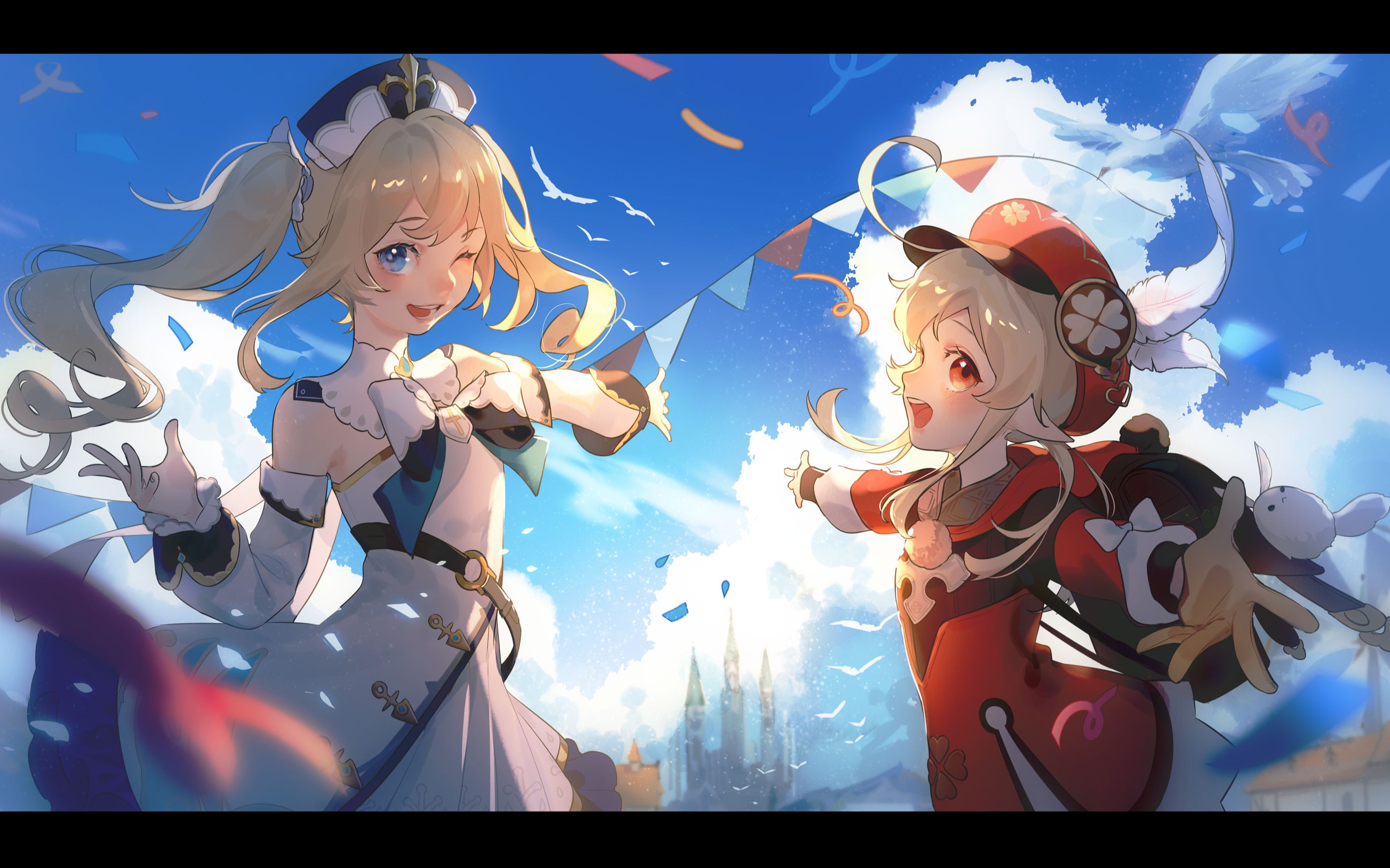 【原神】绘画过程:芭芭拉与可莉欢迎你来到提瓦特大陆!