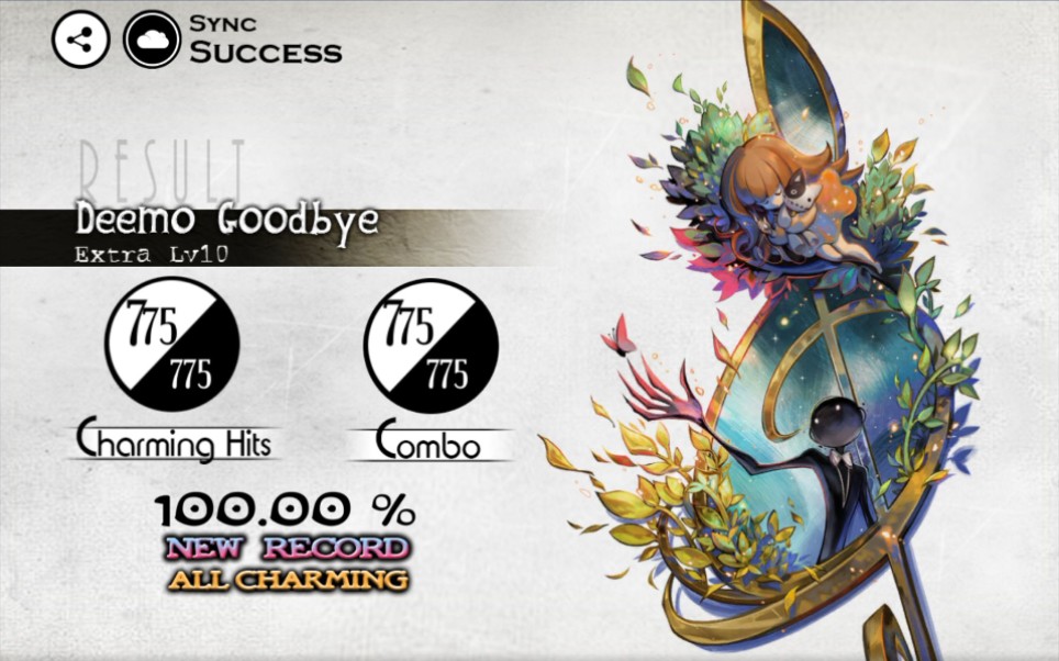 [图]【Deemo 5.0 晚安～】Deemo Goodbye [Extra Lv10] 100.00% All Charming