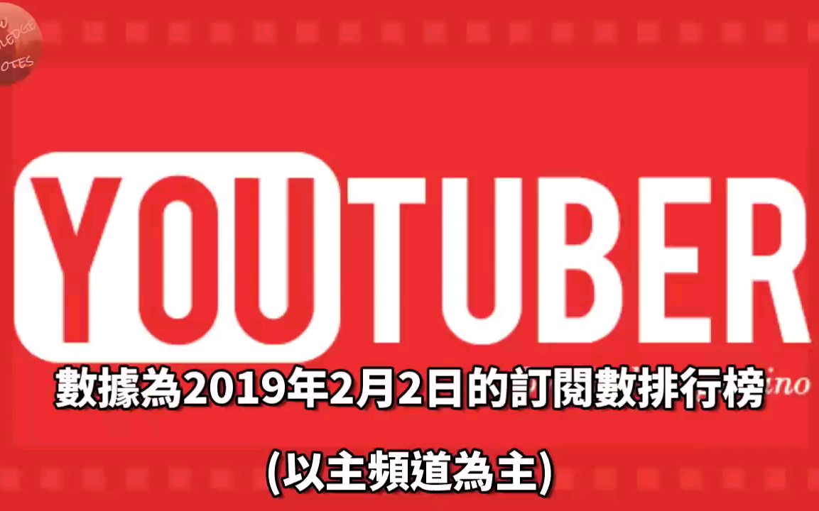 台湾省前100名Youtuber订阅排行榜(2019年2月)哔哩哔哩bilibili