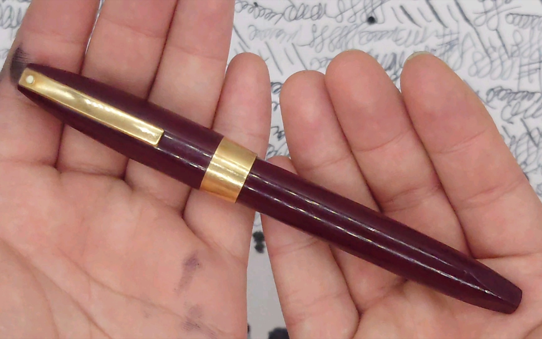 澳产 犀飞利 pfm3 酒红色 14k b尖 潜艇上墨