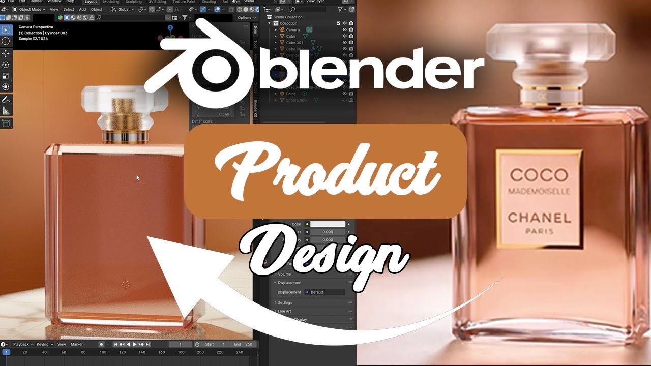 Blender 产品设计渲染 Coco香奈儿香水瓶(中英文字幕)哔哩哔哩bilibili