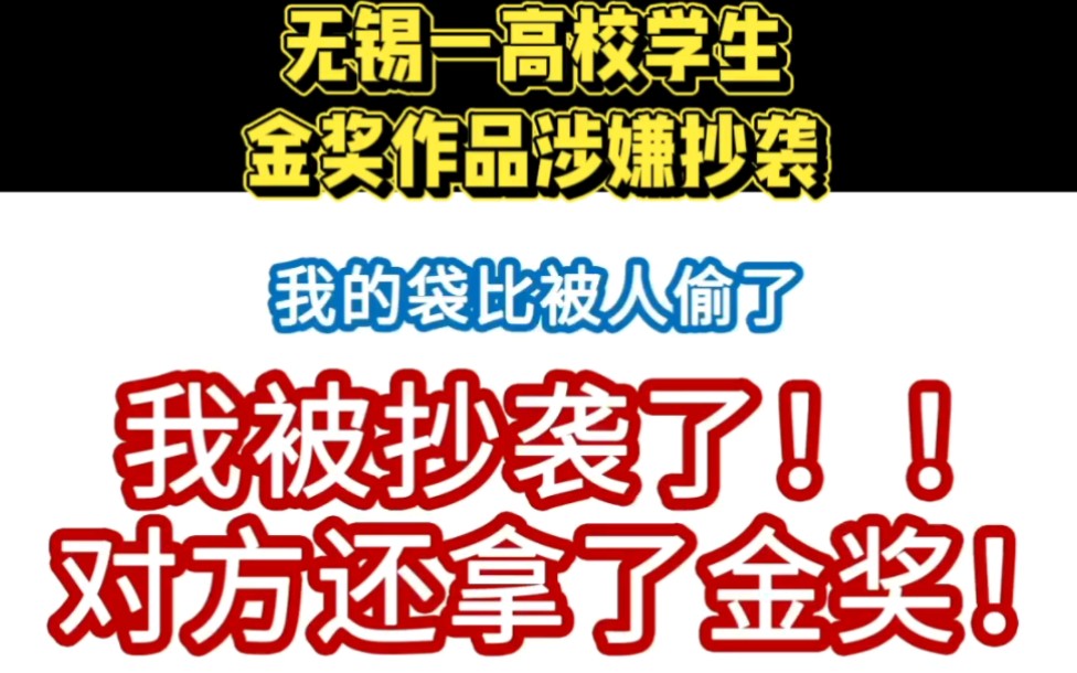 无锡一高校学生金奖作品被质疑抄袭 组委会:需要拿出证据 / 荣誉已撤销哔哩哔哩bilibili