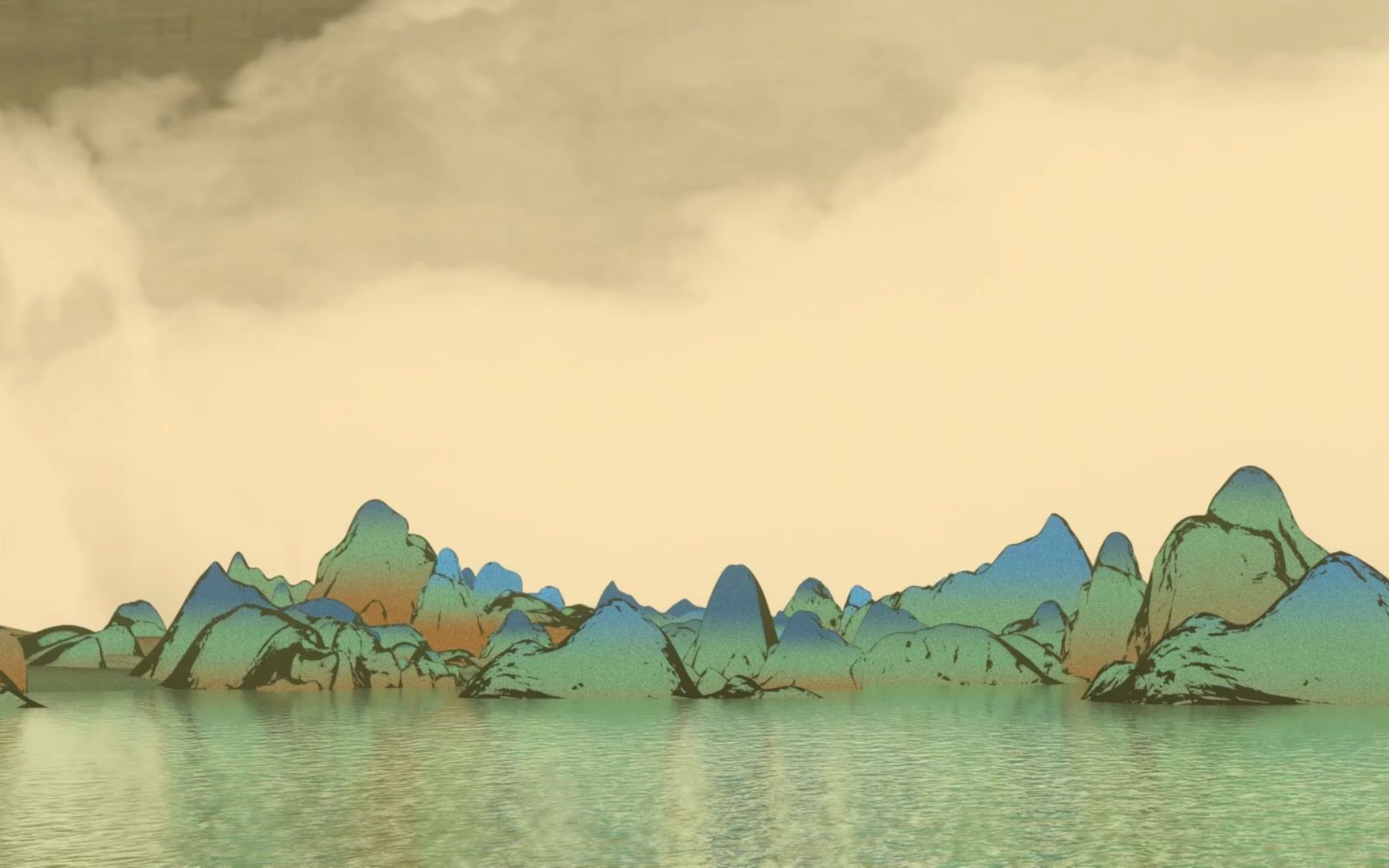 blender山水画,水墨场景_哔哩哔哩bilibili