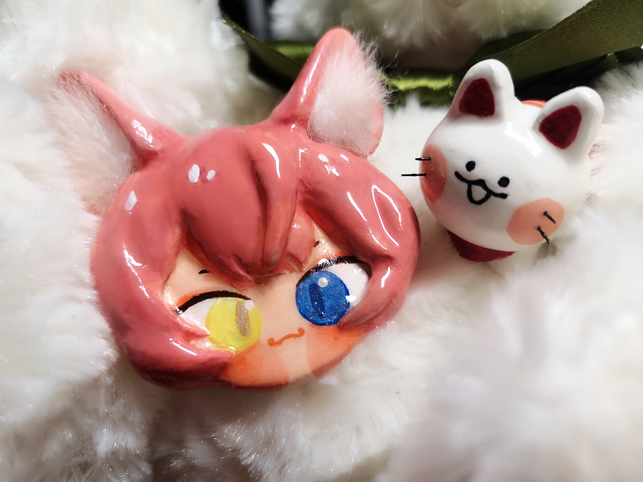 石塑粘土耳朵毛茸茸的小狐狸