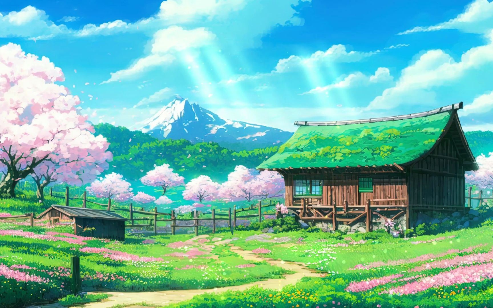 草地木屋-场景动态