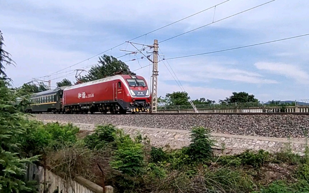 hxd1d-0586牵引z366次列车通过京沪线永宁镇站