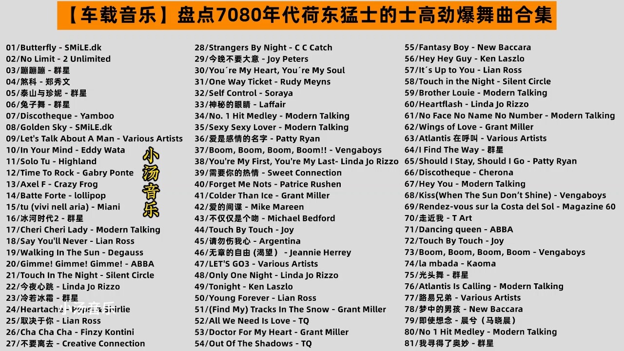 [图]【车载U盘】盘点7080年代荷东猛士的士高劲爆舞曲合集