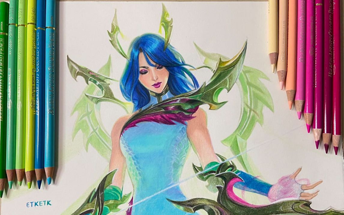 手绘lol神龙尊者苍龙艾希神秘女声优助阵英雄联盟s10