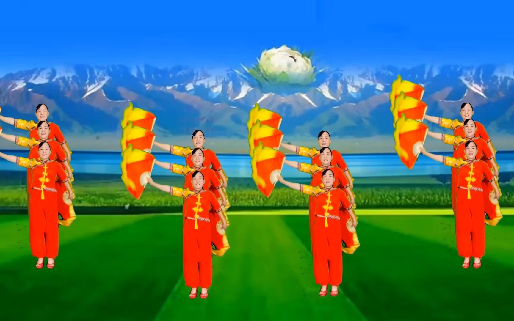 扇子广场舞《中国美》12人队形版,优美大气