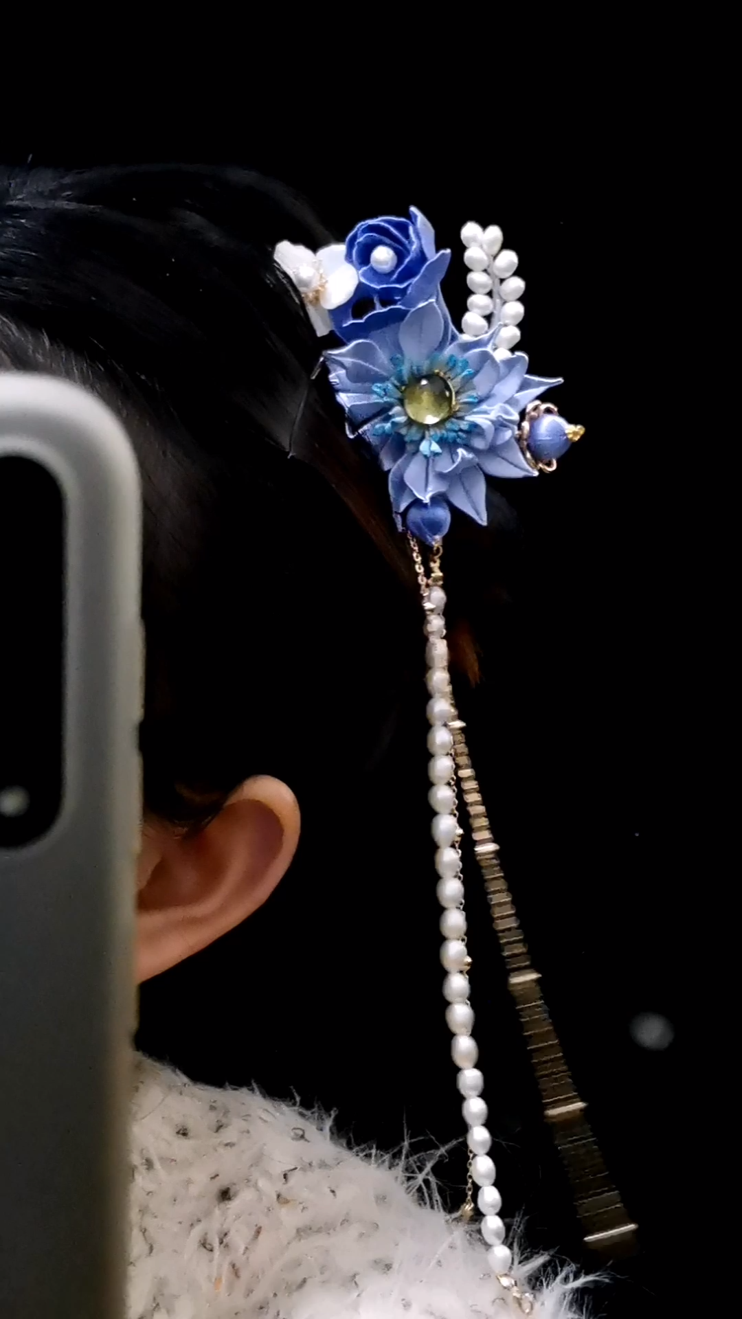 蓝色花花上头也是美美哒#缠花##缠花制作