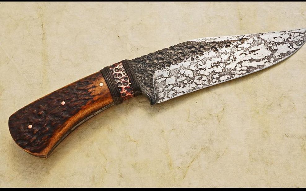 利维.格雷厄姆 印第安风格 麋鹿角手柄 锻造碳钢猎刃