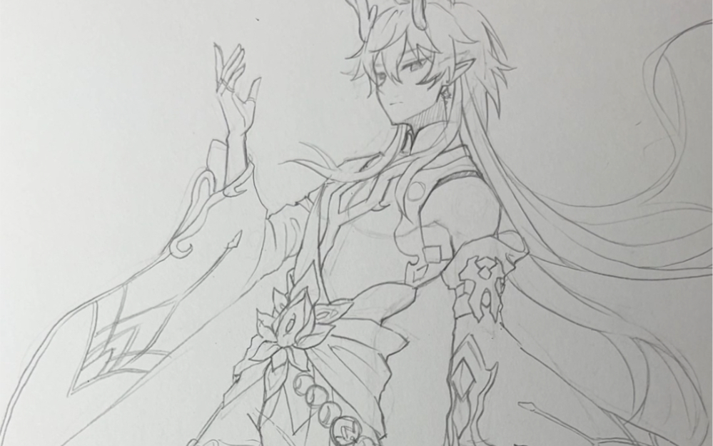 饮月临摹过程来咯,买不起金的,还画不出来嘛!