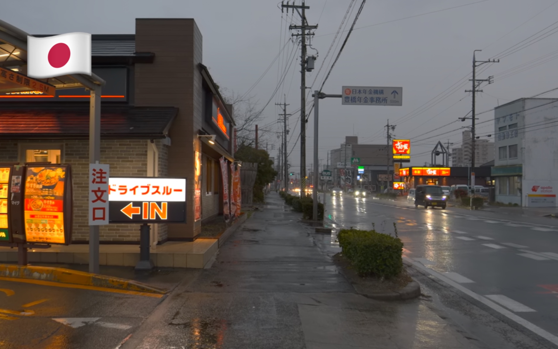 [图]【超清】2月阴暗的雨天漫步游日本爱知县丰桥市｜放松的雨滴自然声帮助睡眠和学习