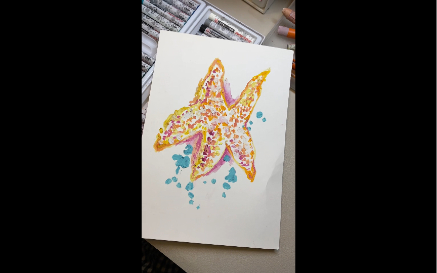 油画棒绘画|这只漂亮的海星 你会喜欢吗?