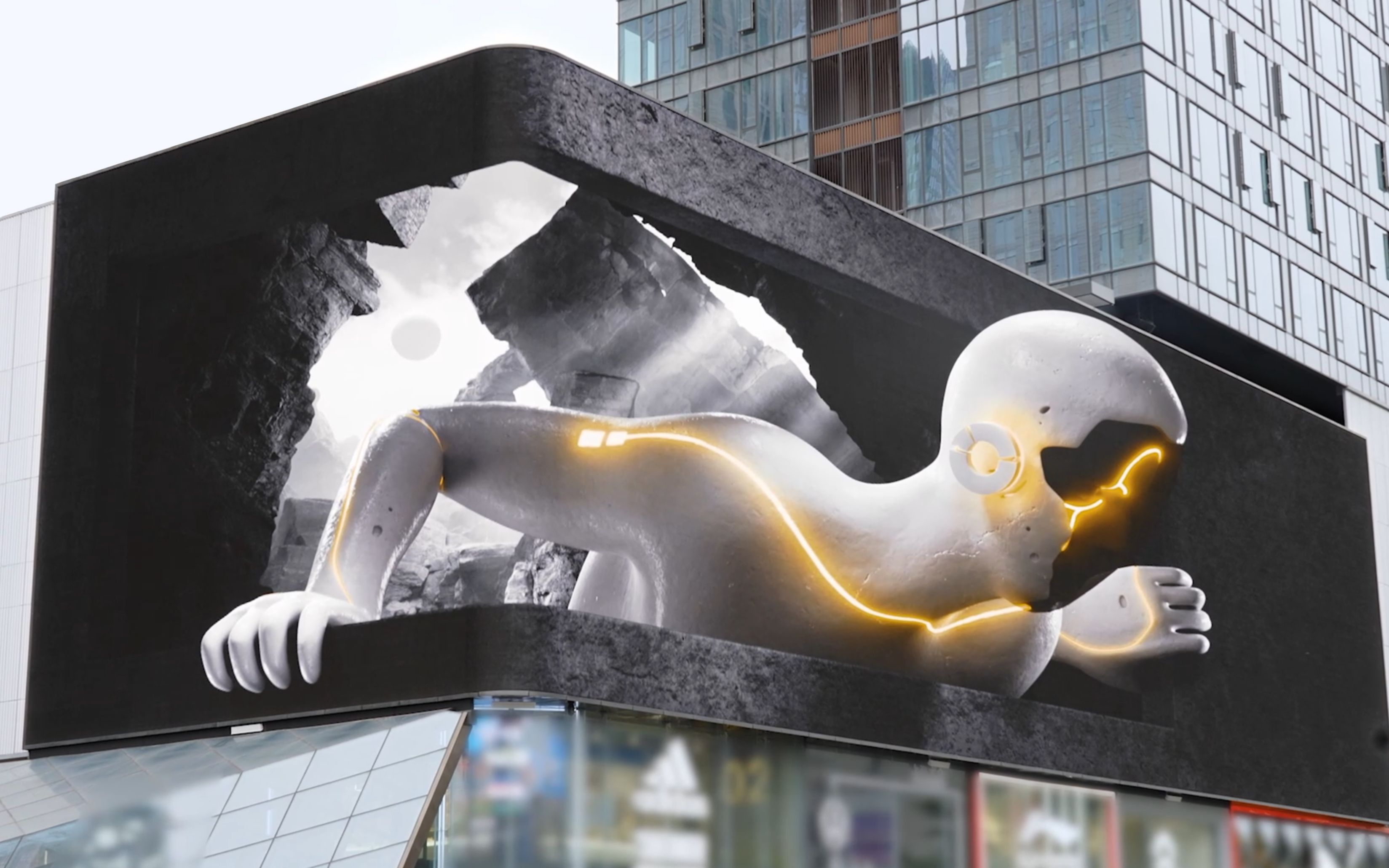 flint walk裸眼3d公共艺术《来自未知时空的神秘巨人》