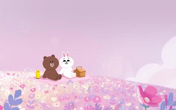 [图][Ins搬运]Line friends Cony&Brown可妮兔和布朗熊过生日樱花树下吃便当 又撒狗粮