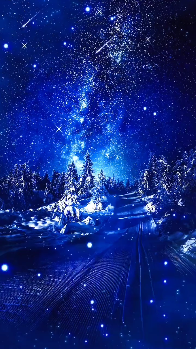 创作灵感#背景素材 唯美星空下雪素材,配上好听的音乐就是一种享苘!
