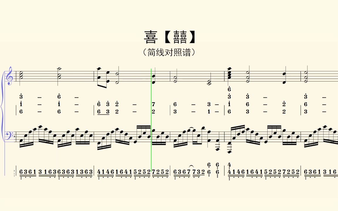 钢琴谱:喜【囍】(简线对照谱)哔哩哔哩bilibili