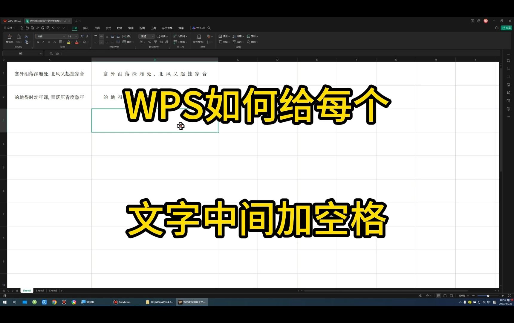 114WPS如何给每个文字中间加空格哔哩哔哩bilibili