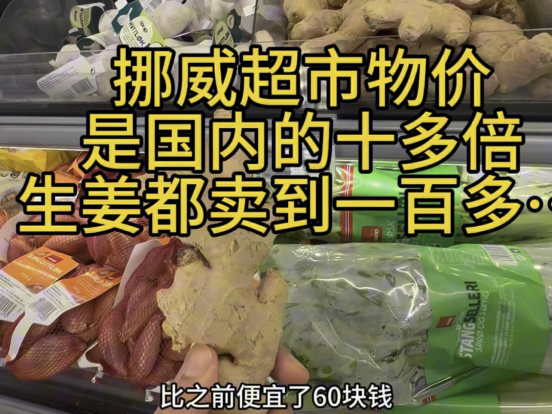 靠近北极圈挪威人口只有五百多万,但这里是名副其实的高物价,超市里物价是国内的十多倍,生姜都能卖到一百多每公斤……哔哩哔哩bilibili