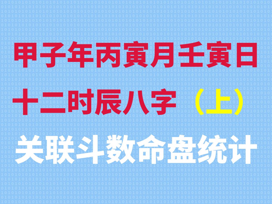 甲子年丙寅月壬寅日十二时辰八字关联斗数命盘统计(上集)哔哩哔哩bilibili