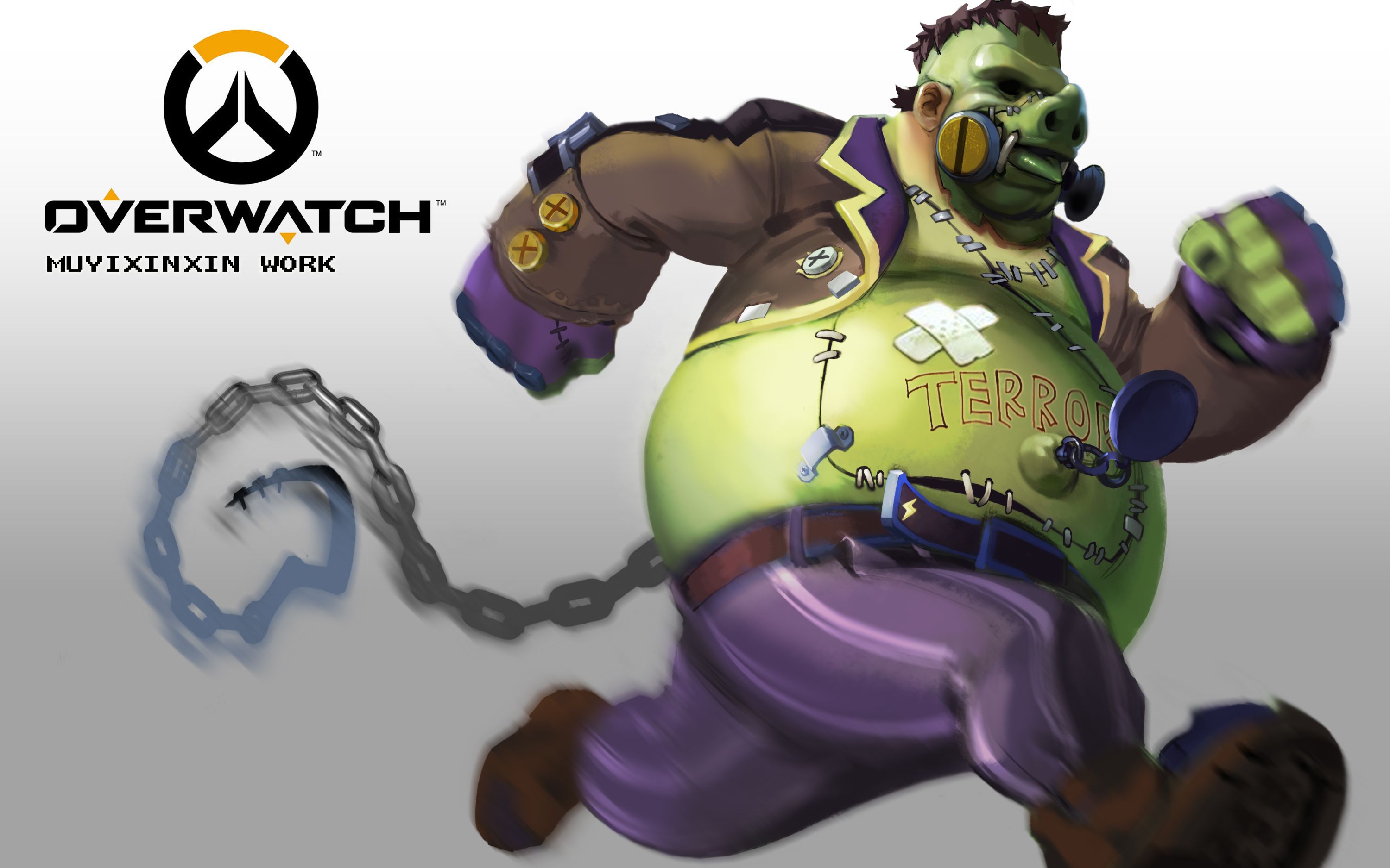 【板绘】(听说你对胖子有意见!)厚涂守望先锋-路霸原画视频流程