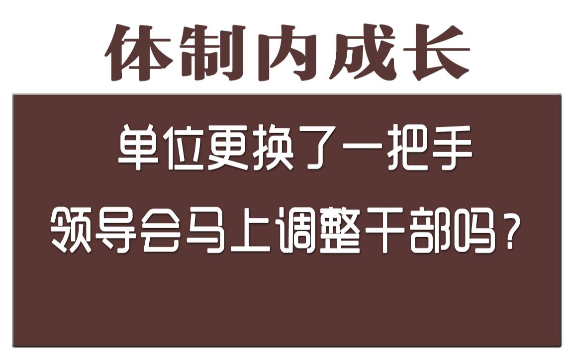 单位更换了一把手,为什么领导会马上调整干部呢?哔哩哔哩bilibili