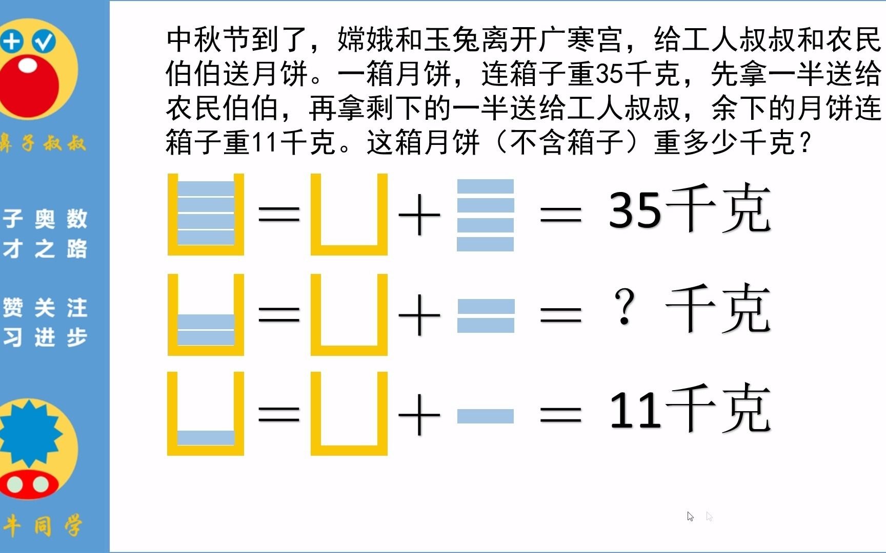 【红鼻子叔叔&牛牛同学亲子奥数】三年级第47讲:净重问题3哔哩哔哩bilibili