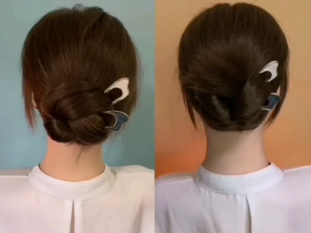 发簪丸子头2种扎法,简单易学