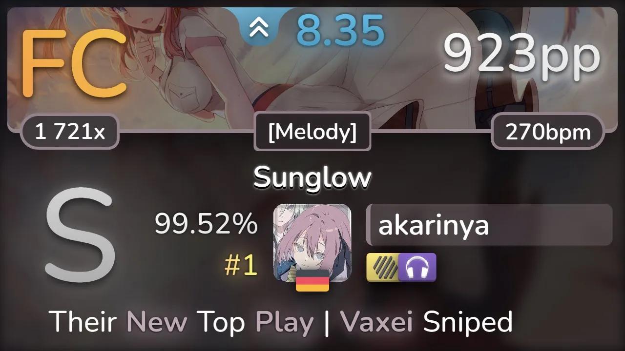 akarinya | Yamajet feat. Hiura Masako  Sunglow [Melody] +HDNC 99.52% (#1 923pp哔哩哔哩bilibiliOSU