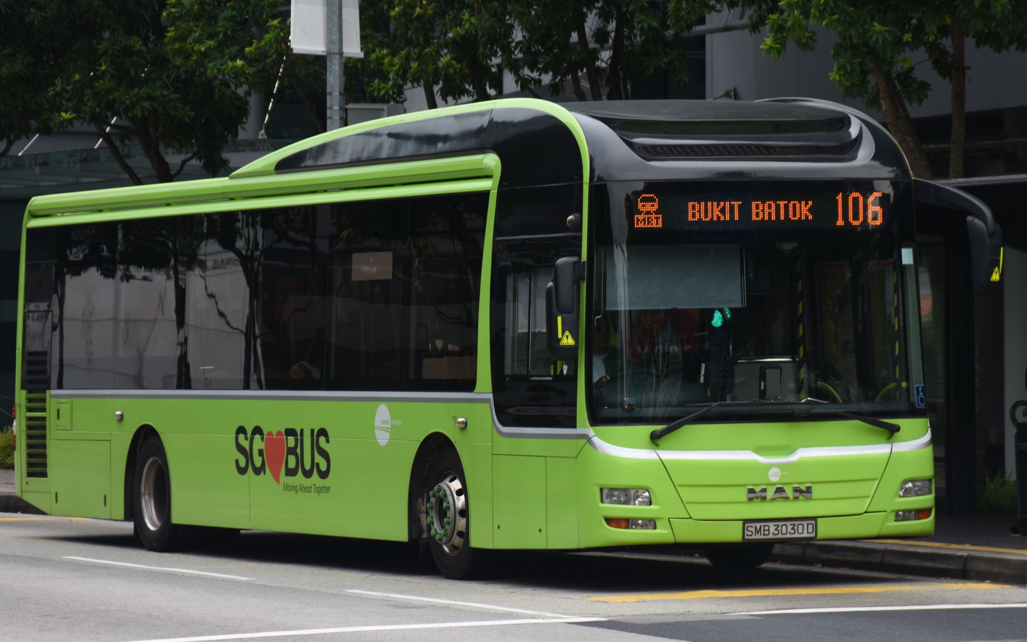 [新加坡公交] tower transit 106路 珊顿大道→武吉巴督