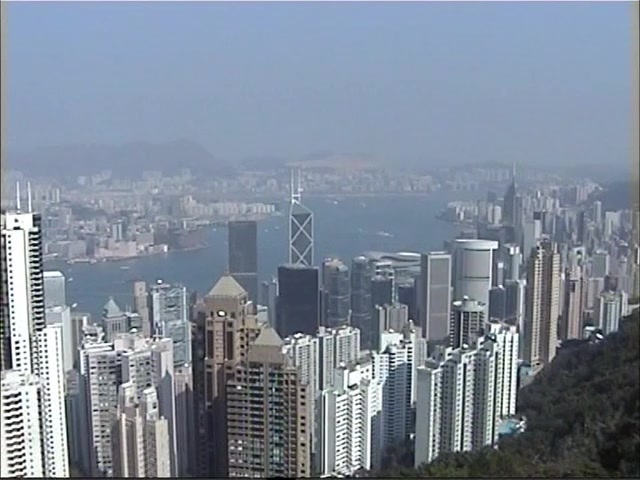 历史影像1999年的香港从太平山顶向下望