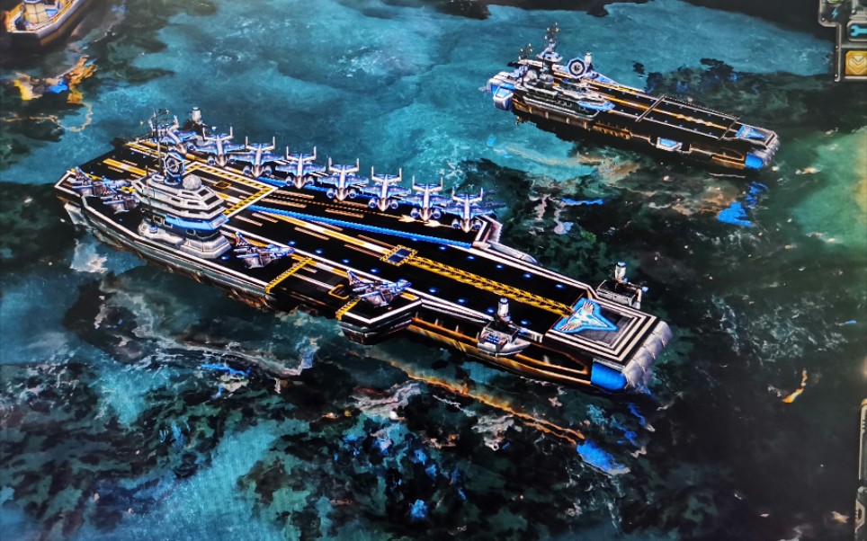 红警3日冕奥林匹斯级航母满足你对航母的一切幻想附与普通航母对比